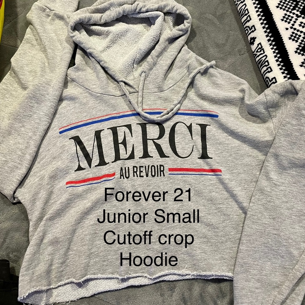 Forever 21 cutoff crop Merci hoodie